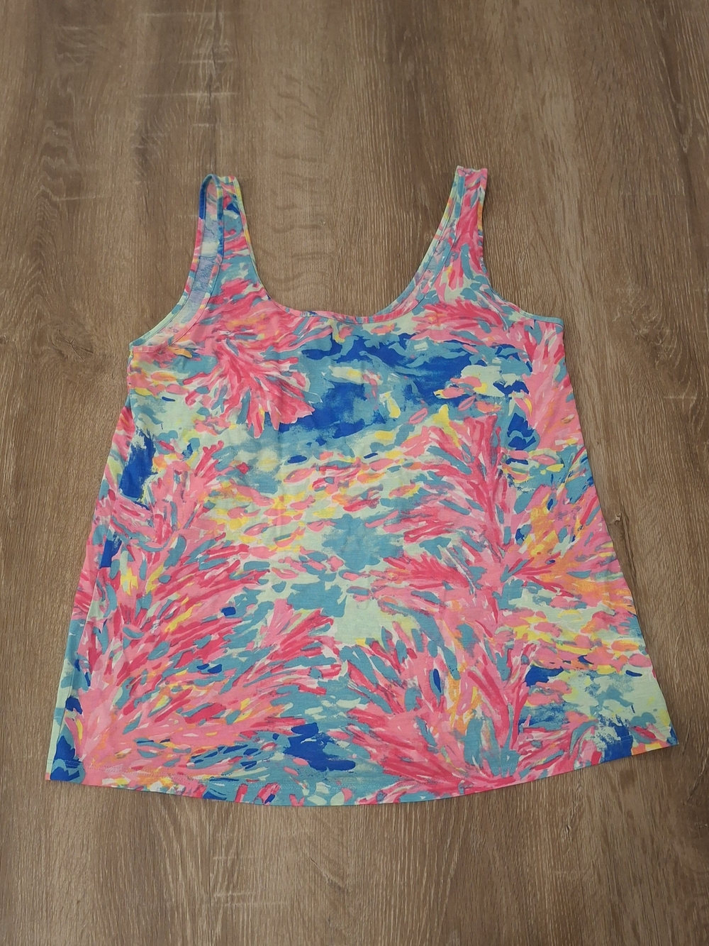 Lilly Pulitzer Pima Cotton Tank Top Women's XS Pink Blue Yellow Floral